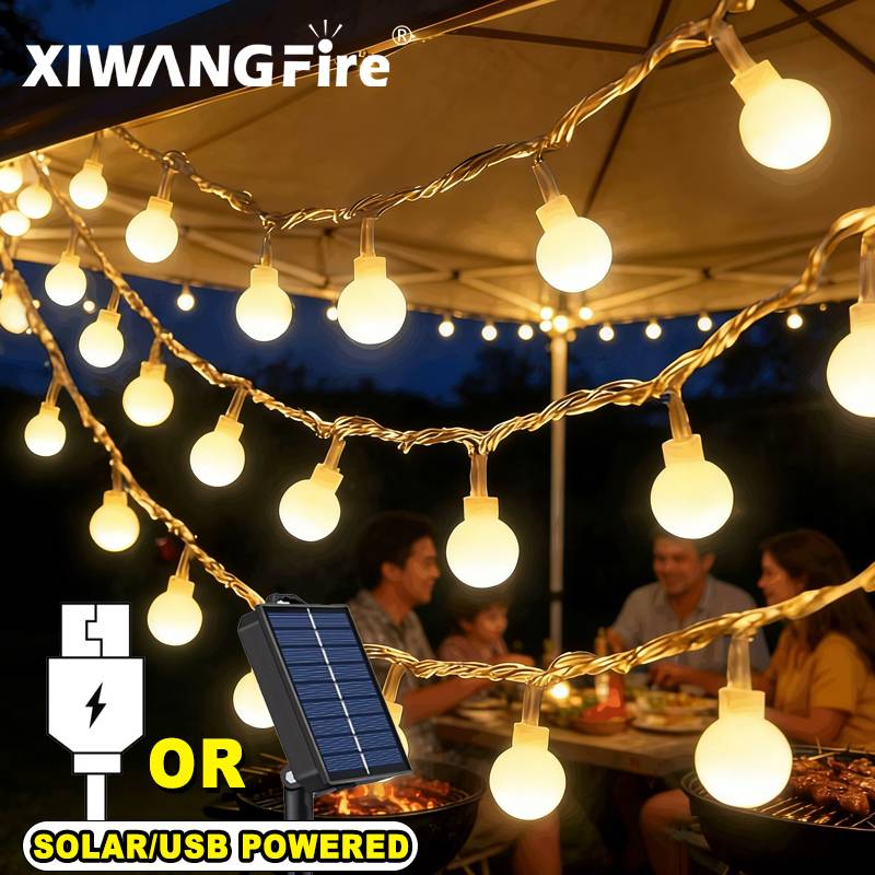 Lighting Decoration Ideas - 3-10M ソーラー/USB/バッテリー式ストリングライト、フェアリーグローブボールLED、防水屋外用、クリスマス、結婚式、庭、キャンプ、テントの装飾に