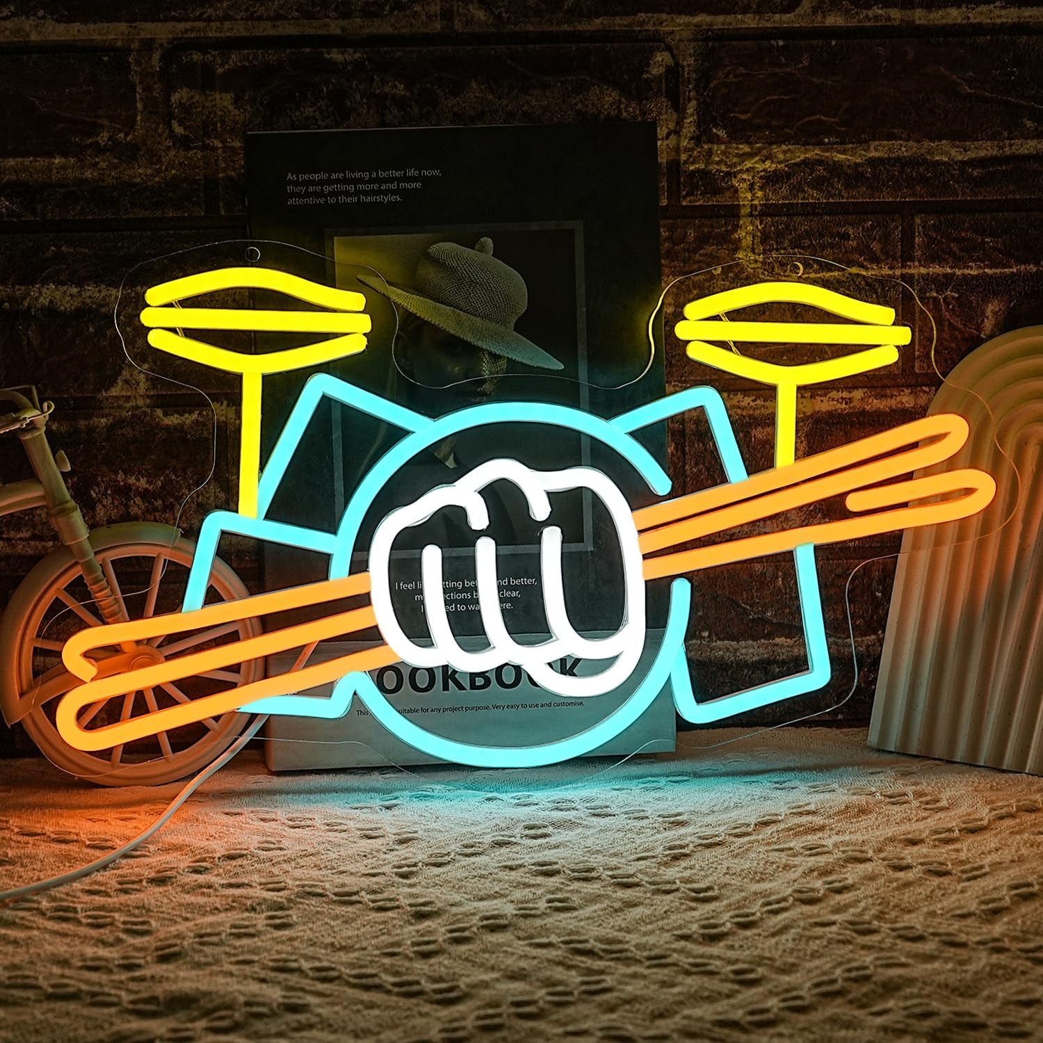 Lighting Decoration Ideas - ドラムセットネオンサインUSB電源式楽器LEDネオンライト、音楽スタジオの壁飾り、ミュージカルショーの壁装飾用