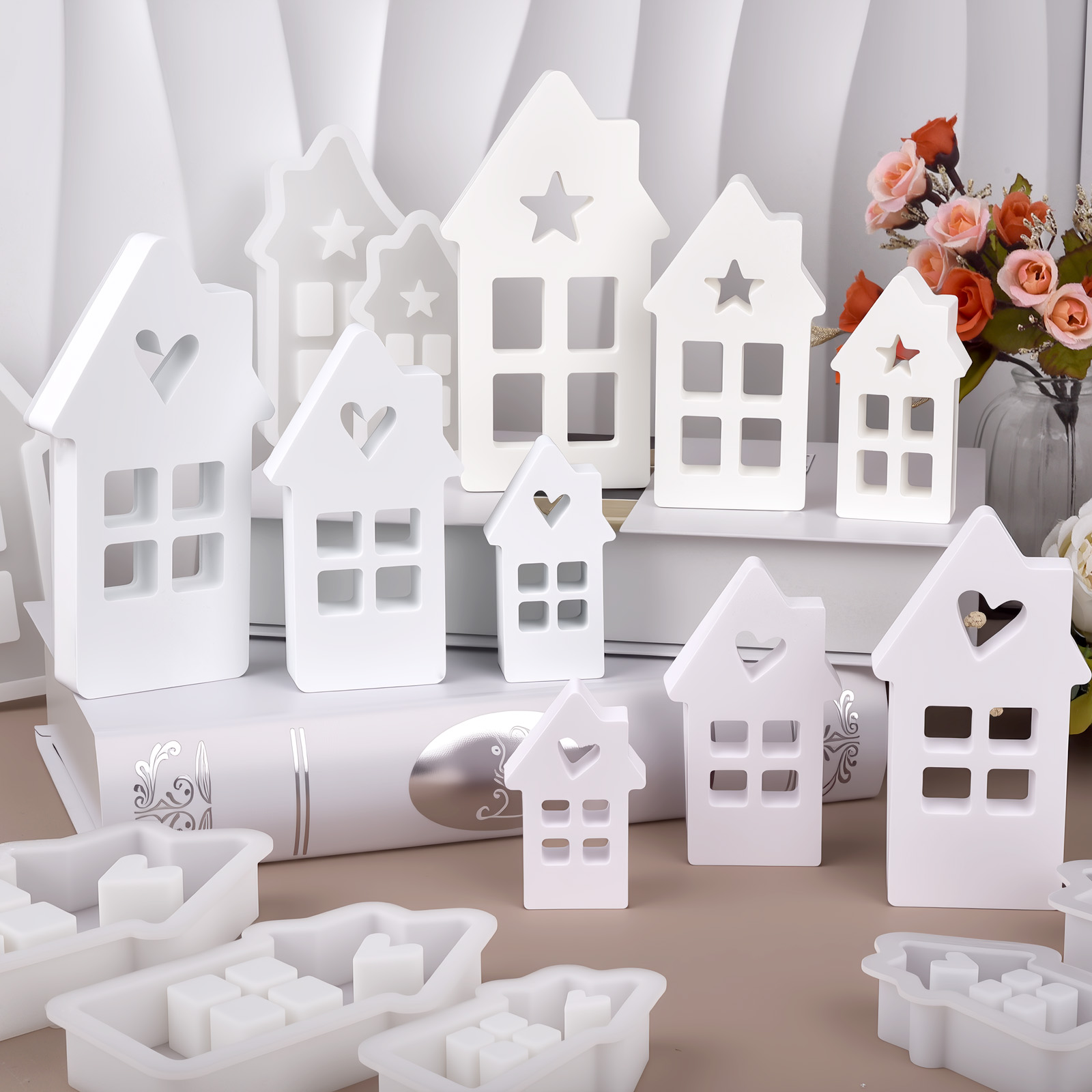 Lighting Decor House - スターハートハウスシリコーン金型ライトハートハウスコンクリート金型鋳造金型家の装飾樹脂キャンドル鋳造金型