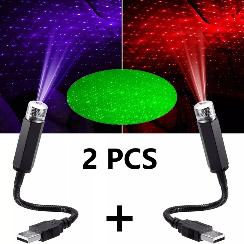 Star Projector Night - ミニカー LED スターナイトライトプロジェクター USB 省電力銀河雰囲気星空屋根装飾車両用