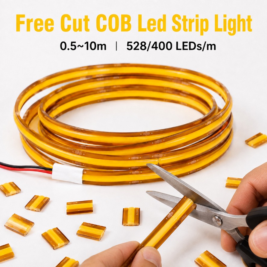 Decor Lighting Hours - 12/24V フリーカット COB LEDストリップライト 400/528LEDs/M 0.5-10M