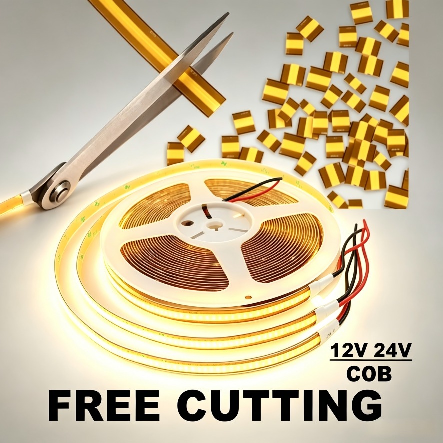 Decor Lighting Hours - 0.5-10M高密度8MM COB LEDストリップDC12V/24V 400LEDs/M 528LEDs/M フリーカットカット可能フレキシブルテープライト