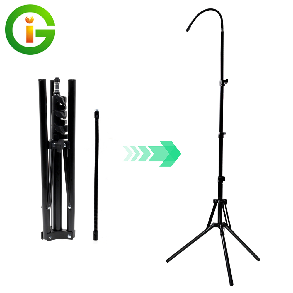 Floor Lamp Tripod - 60〜160cmの調整可能な金属製フロア三脚,LED成長ランプ,鉄製ホース,360度