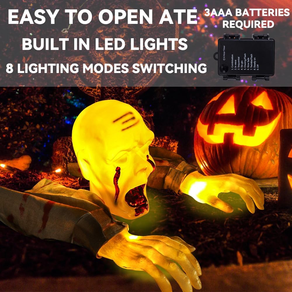 リアルなゾンビ像ハロウィン照明装飾怖い顔腕スケルトン墓地お化 - Lighting Decor House のレビューと価格