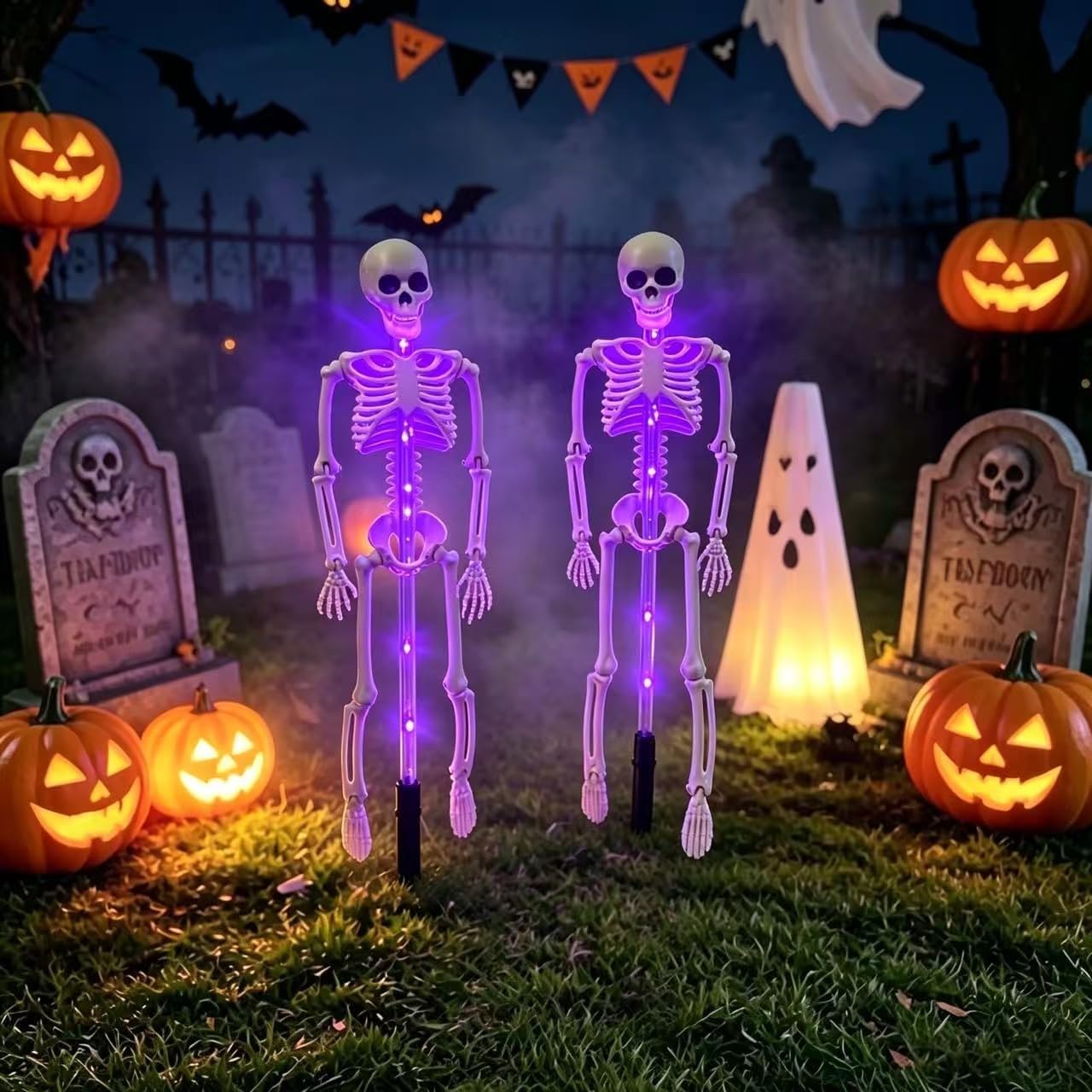 ハロウィンスケルトンステークライト、ソーラー式、庭や芝生、通 - Lighting Decor House のレビューと価格