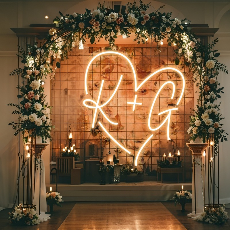 カスタムイニシャルハートLEDネオンサイン、結婚式パーティー - Lighting Decoration Ideas のレビューと価格