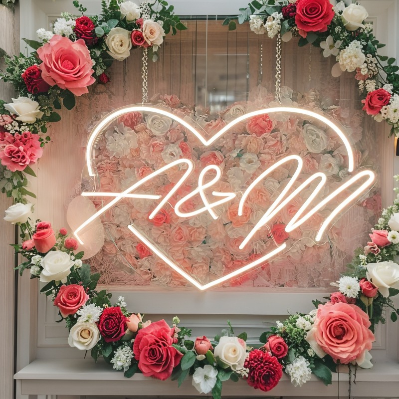 カスタムイニシャルハートLEDネオンサイン、結婚式パーティー - Lighting Decoration Ideas のレビューと価格