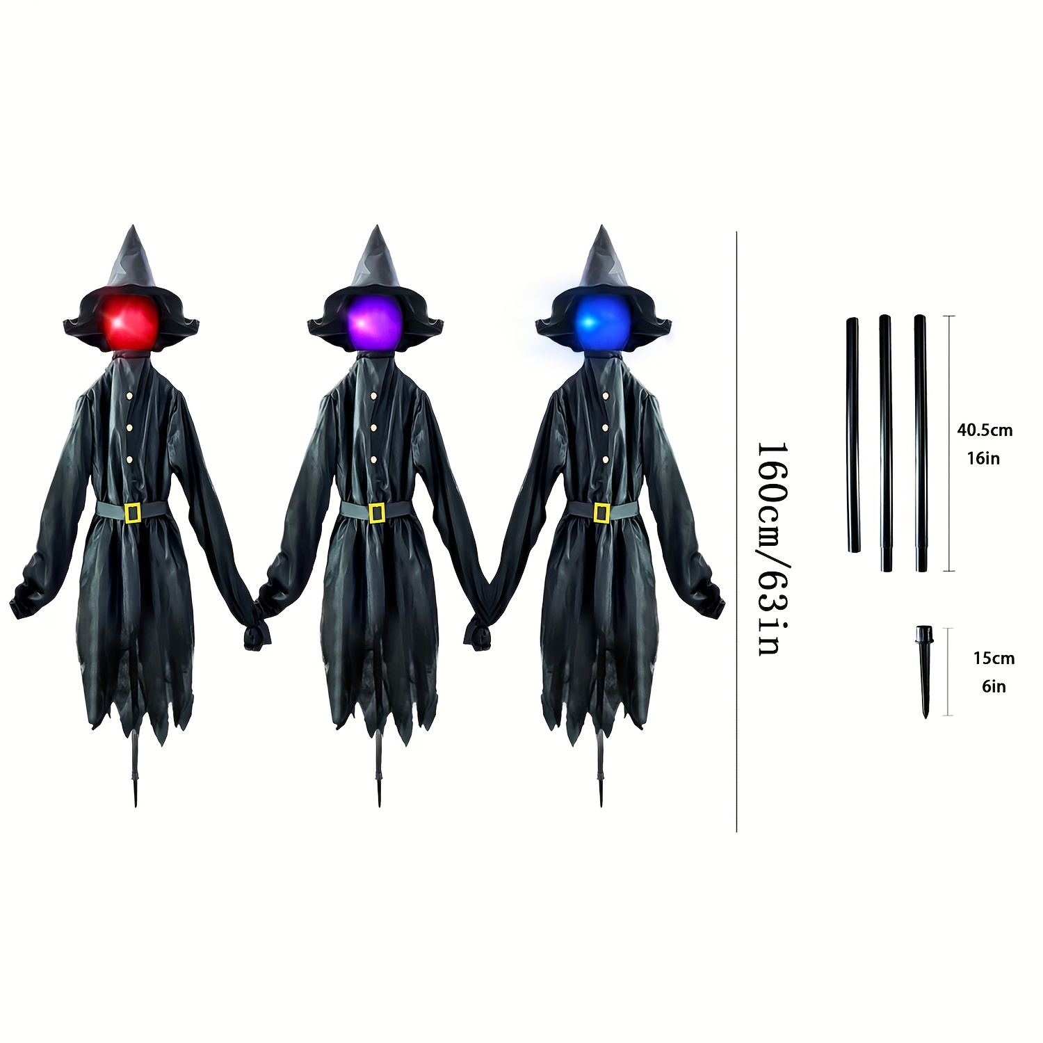 ハロウィーンの魔女飾り、屋外用。手をつないでいる魔女の形をし - Lighting Decor House のレビューと価格