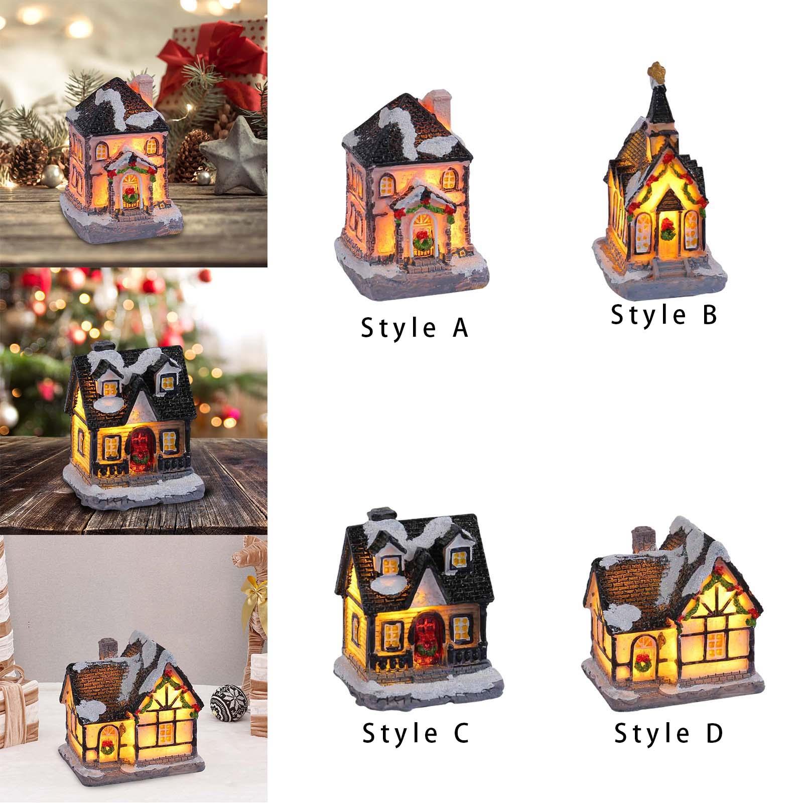 クリスマスライト付きの家の樹脂製フィギュア、家の装飾用の卓上 - Lighting Decor House のレビューと価格