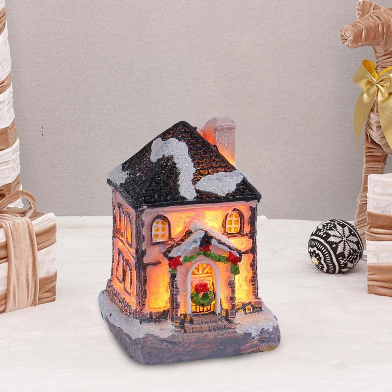 クリスマスライト付きの家の樹脂製フィギュア、家の装飾用の卓上 - Lighting Decor House のレビューと価格