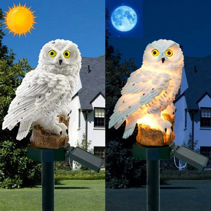 ソーラーフクロウ像ガーデンライトLED防水屋外装飾、庭やパテ - Lighting Decoration Ideas のレビューと価格
