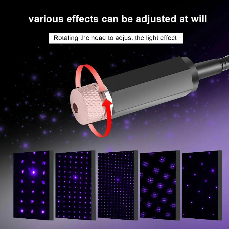 車内用ロマンチックLED星空ナイトライト、5V USB電源、 - Star Projector Night のレビューと価格