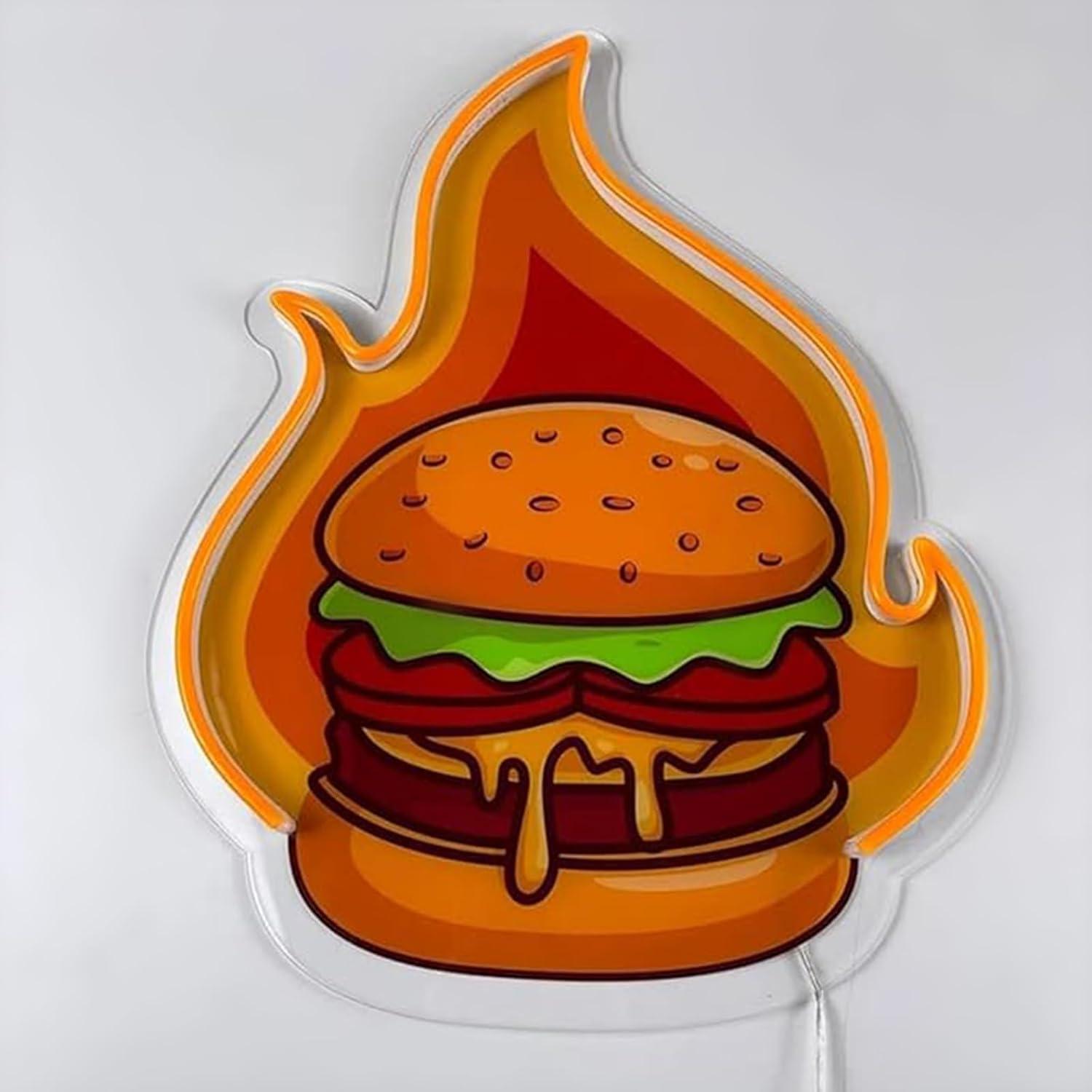バーガーネオンサインLEDハンバーガーウォールライト、レスト - Lighting Decoration Ideas のレビューと価格